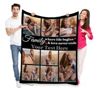 jklitio Couverture personnalisée - Créez votre propre couverture photo, cadeau idéal pour mari, épouse, parents ou amis pour Noël et anniversaires
