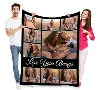 jklitio Couverture personnalisée - Créez votre propre couverture photo, cadeau idéal pour mari, épouse, parents ou amis pour Noël et anniversaires