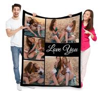 jklitio Couverture personnalisée - Créez votre propre couverture photo, cadeau idéal pour mari, épouse, parents ou amis pour Noël et anniversaires