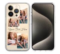 jklitio Design Your Images Coque de collage pour iPhone 16/15/14/13/12/11 Pro Max/Mimi/Xs Max/Xr/7/8 Plus, étui de téléphone résistant aux chocs, cadeau pour famille, amis, couple