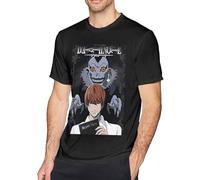 JKLPBVFXZHU Death Note Men's Cotton Round Neck T-Shirt Novelty Black Manches Courtes(Large)