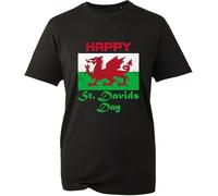 JKLPBVFXZHU Happy St. David's Day Mens Women T Shirt 100% Cotton, Dewi Hapus Welsh Dragon Event Party Unisex Top Manches Courtes(X-Large)