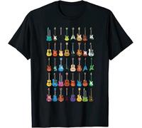 JKLPBVFXZHU Love Guitar Different Guitars Music Lover Funny Gift Mens Women T Shirt 100% Cotton Manches Courtes(Large)