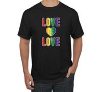 JKLPBVFXZHU Love is Love Cute Rainbow LGBTQ Gay LGBT Pride T Shirt Black Manches Courtes(Medium)