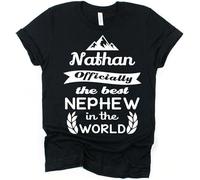 JKLPBVFXZHU Personalised Officially The Best Nephew White Yellow Black Red Mens Women T Shirt 100% Cotton Gift for Nephew Present Idea Manches Courtes(3X-Large)