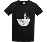 JKLPBVFXZHU Spaceman Man on The Moon Space NASA Rocket Funny 100% Cotton Tshirts Men Manches Courtes(3X-Large)