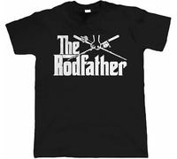 JKLPBVFXZHU The Rodfather, Mens Funny Fishing Mens Women T Shirt 100% Cotton, Gift for Dad Grandad Carp Angling Manches Courtes(3X-Large)