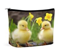 JKLPOMN Trousse de maquillage de voyage portable pour femme, motif canards mignons, sac de maquillage mignon, pour cosmétiques, pinceaux de maquillage, bijoux, petite monnaie, bébé canard, Petits