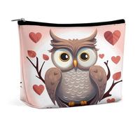 JKLPOMN Trousse de maquillage de voyage portable pour femme - Motif chouette - Résistante à l'eau - Pour cosmétiques, pinceaux de maquillage, bijoux, petite monnaie, amoureux des hiboux 1, 17 x 15 x