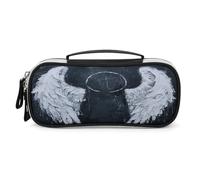 JKLPOMN Trousse de maquillage portable avec ailes d'ange blanches imprimées, grande capacité, sac de rangement à fermeture éclair, trousse de toilette pour femme, adaptée pour les voyages des filles,