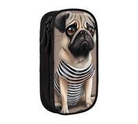 JKLQWC 1 trousse à crayons imprimée chien carlin mignon - Grande trousse à stylos portable pour bureau, école, adolescent, fille, garçon, adulte, noir, Noir , Taille unique, Cartable