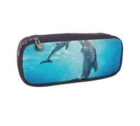 JKLQWC Ancient Egypt Tribe Series Trousse à crayons en cuir synthétique avec fermeture éclair pour étudiants, adolescents, filles, garçons, adultes, Motif conte de dauphins, One Size, Cartable