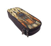 JKLQWC Ancient Egypt Tribe Series Trousse à crayons pour filles et garçons en cuir synthétique avec fermeture éclair pour le bureau et l'école, Noir , Taille unique, Cartable