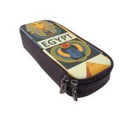 JKLQWC Ancient Egypt Tribe Series Trousse à crayons pour filles et garçons en cuir synthétique avec fermeture éclair pour le bureau et l'école, Série Égypte Ancienne Tribe, One Size, Cartable