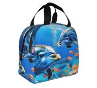 JKLQWC Beau sac à déjeuner isotherme réutilisable avec imprimé dauphins du monde sous-marin pour homme et femme - Joli sac à déjeuner pour le travail, l'école, le pique-nique