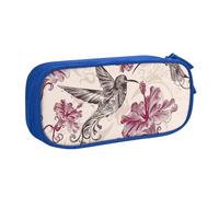 JKLQWC Belle trousse à crayons avec imprimé colibri avec fermeture éclair pour bureau, école, adolescent, fille, garçon, adulte, noir, bleu, One Size, Cartable