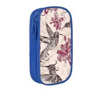 JKLQWC Belle trousse à crayons avec imprimé colibri - Jolie pochette à stylos - Grande trousse de rangement portable pour bureau, école, adolescent, fille, garçon, adulte, noir, bleu, One Size