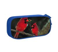 JKLQWC Belle trousse à crayons avec imprimé oiseaux rouges - Jolie boîte à crayons avec fermeture éclair - Boîte de rangement pour bureau, école, adolescent, fille, garçon, adulte, noir, bleu, One