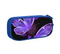 JKLQWC Belle trousse à crayons avec imprimé papillon - Jolie boîte à crayons avec fermeture éclair - Boîte de rangement pour bureau, école, adolescent, fille, garçon, adulte, noir, bleu, Taille