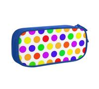 JKLQWC Belle trousse à crayons imprimée à pois avec fermeture éclair pour bureau, école, adolescent, fille, garçon, adulte, noir, bleu, One Size, Cartable