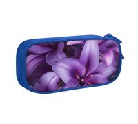 JKLQWC Belle trousse à crayons imprimée de fleurs de lys - Jolie boîte à crayons avec fermeture éclair - Pour bureau, école, adolescent, fille, garçon, adulte, noir, bleu, Taille unique, Cartable