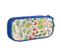 JKLQWC Belle trousse à crayons imprimée de fleurs mignonnes avec fermeture éclair pour bureau, école, adolescent, fille, garçon, adulte, noir, bleu, One Size, Cartable