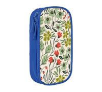 JKLQWC Belle trousse à crayons imprimée de fleurs mignonnes - Grande trousse de rangement portable pour bureau, école, adolescent, fille, garçon, adulte, noir, bleu, One Size, Cartable