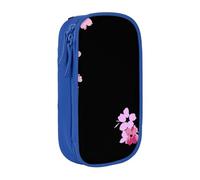 JKLQWC Belle trousse à crayons imprimée de fleurs mignonnes - Grande trousse de rangement portable pour bureau, école, adolescent, fille, garçon, adulte, noir, bleu, One Size, Cartable