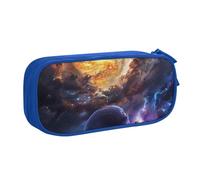 JKLQWC Belle trousse à crayons imprimée galaxie mignonne avec fermeture éclair pour bureau, école, adolescent, fille, garçon, adulte, noir, bleu, Taille unique, Cartable