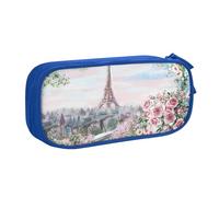 JKLQWC Belle trousse à crayons imprimée Tour Eiffel Paris - Jolie trousse à crayons avec fermeture éclair - Pour bureau, école, adolescent, fille, garçon, adulte, noir, bleu, One Size, Cartable