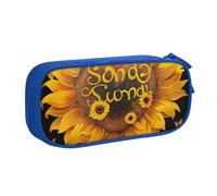 JKLQWC Blessed to Be Called Nana Trousse à crayons avec imprimé tournesol - Jolie trousse à crayons avec fermeture éclair - Pour bureau, école, adolescent, fille, garçon, adulte, noir, bleu, Taille