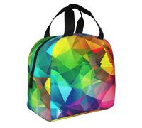 JKLQWC Boîte à déjeuner arc-en-ciel à imprimé géométrique pour homme et femme, joli sac à déjeuner pour le travail, l'école, le pique-nique, sac fourre-tout isotherme réutilisable
