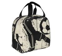 JKLQWC Boîte à déjeuner imprimée « I Love Soccer » pour homme et femme, joli sac à déjeuner pour le travail, l'école, le pique-nique, sac fourre-tout isotherme réutilisable