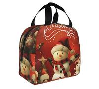 JKLQWC Boîte à déjeuner imprimée Merry Christmas pour homme et femme, joli sac à déjeuner pour le travail, l'école, le pique-nique, sac fourre-tout isotherme réutilisable