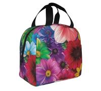 JKLQWC Boîte à déjeuner isotherme réutilisable avec imprimé de fleurs arc-en-ciel pour homme et femme - Joli sac à déjeuner pour le travail, l'école, le pique-nique