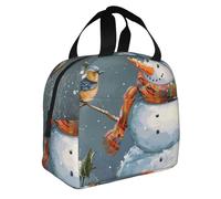 JKLQWC Boîte à déjeuner isotherme réutilisable pour homme et femme avec imprimé « Merry Christmas and Snow » - Joli sac à déjeuner pour le travail, l'école, le pique-nique