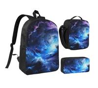 JKLQWC Book Room Ensemble sac à dos 3 pièces avec sac à déjeuner isotherme et trousse à crayons pour étudiants, adolescents, filles, garçons et filles 43,2 cm, Blue Galaxy., Taille unique, Sac à dos