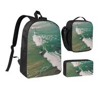 JKLQWC Book Room Ensemble sac à dos 3 pièces avec sac à déjeuner isotherme et trousse à crayons pour étudiants, adolescents, filles, garçons et filles 43,2 cm, Beach Surf, Taille unique, Sac à dos