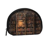 JKLQWC Book Room Mysterious Library - Porte-monnaie imprimé pour femme - Joli petit portefeuille avec fermeture éclair, Noir , Taille unique, Moderne