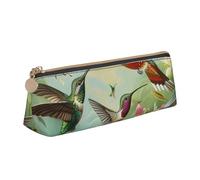 JKLQWC Book Room Mysterious Library Trousse à crayons triangulaire imprimée avec fermeture éclair - Organiseur en cuir léger pour l'école, le bureau, les voyages, le maquillage, Magnifiques colibris