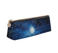 JKLQWC Book Room Mysterious Library Trousse à crayons triangulaire imprimée avec fermeture éclair - Organiseur en cuir léger pour l'école, le bureau, les voyages, le maquillage, Étoile brillante bleue