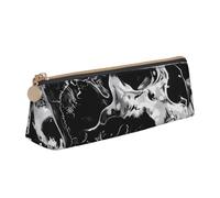 JKLQWC Book Room Mysterious Library Trousse à crayons triangulaire imprimée avec fermeture éclair - Organiseur en cuir léger pour l'école, le bureau, les voyages, le maquillage, Crâne humain noir et