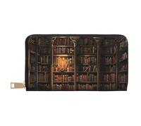JKLQWC Book Room Portefeuille long en cuir synthétique avec imprimé bibliothèque mystérieuse pour homme et femme avec porte-monnaie et porte-cartes de crédit, blanc, Taille unique, Moderne