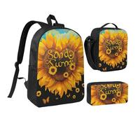 JKLQWC Chicago Ensemble sac à dos 3 pièces avec sac à déjeuner isotherme et trousse à crayons pour étudiants, adolescents, filles, garçons 43,2 cm, Blessed to Be Called Nana Tournesol, Taille unique
