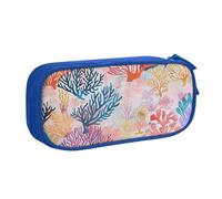 JKLQWC Coral Reef Trousse à crayons avec fermeture éclair pour bureau, école, adolescent, fille, garçon, adulte, noir, bleu, Taille unique, Cartable