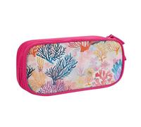 JKLQWC Coral Reef Trousse à crayons avec fermeture éclair pour bureau, école, adolescent, fille, garçon, adulte, noir, rose, Taille unique, Cartable