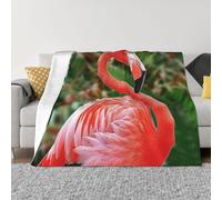 JKLQWC Couverture en flanelle à imprimé flamant rose mignon 125 x 150 cm, légère, douce et chaude pour canapé, lit, voiture