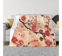 JKLQWC Couverture en flanelle à imprimé floral japonais - Légère et chaude - Pour canapé, lit, voiture - 125 x 150 cm - Prune