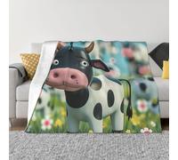JKLQWC Couverture en flanelle à imprimé vache mignonne 150 x 200 cm, légère, douce et chaude pour canapé, lit, voiture