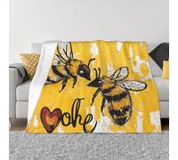 JKLQWC Couverture en flanelle imprimée Bee Love Honey - 125 x 150 cm - Légère et chaude - Pour canapé, lit, voiture